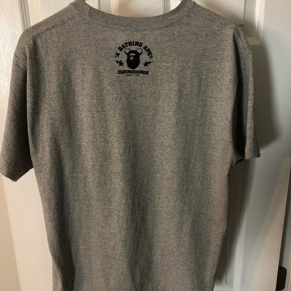 Bape Size Large Grey T-Shirt WGM Bear Head Zipper - Picture 2 of 5